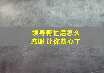 领导帮忙后怎么感谢 让你费心了